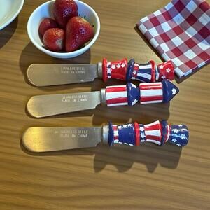 Vintage BOSTON WAREHOUSE Uncle Sam 4th Of July Cheese Spreaders Set Of 3